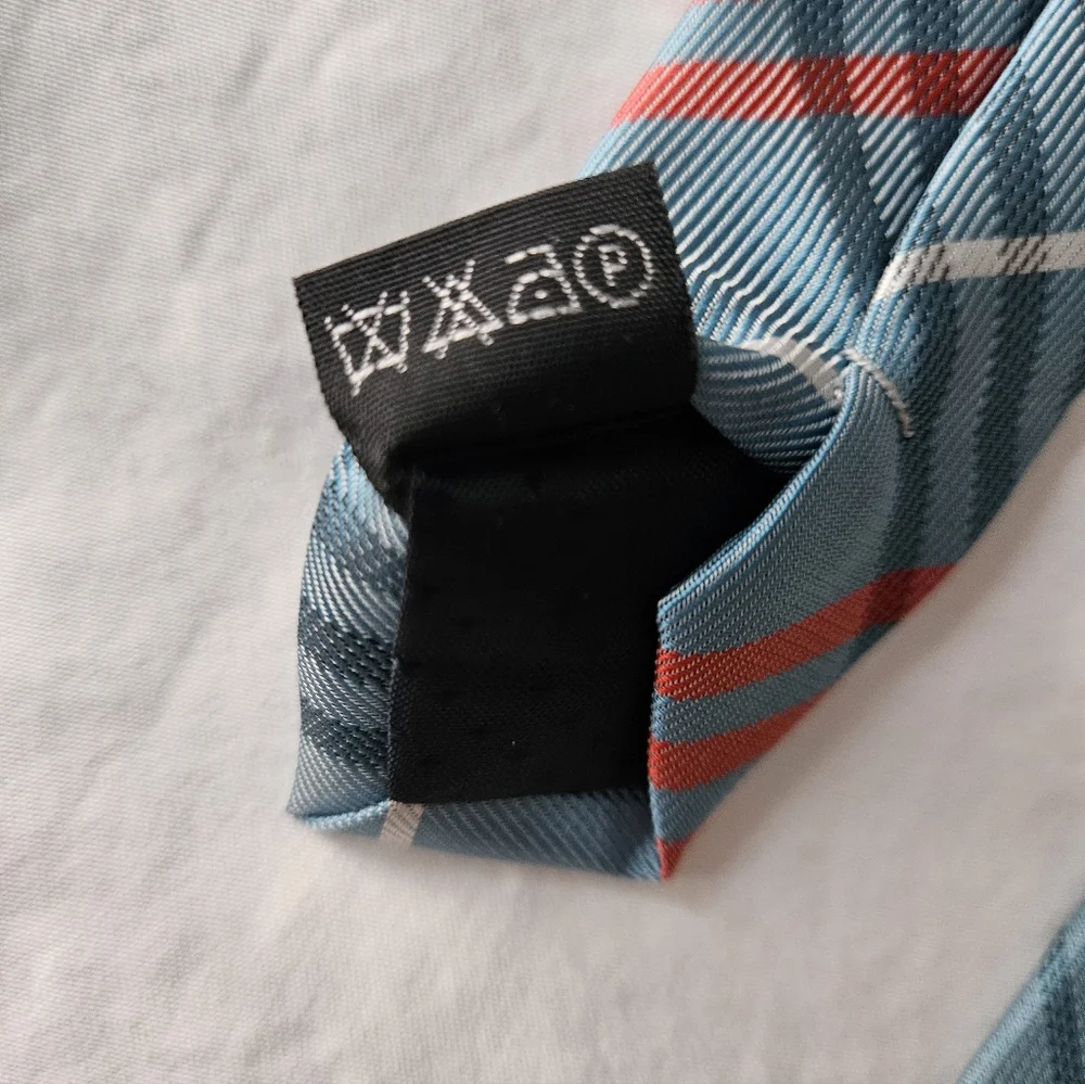 Stylish Plaid Blue/Orange Handmade 100% Silk Tie